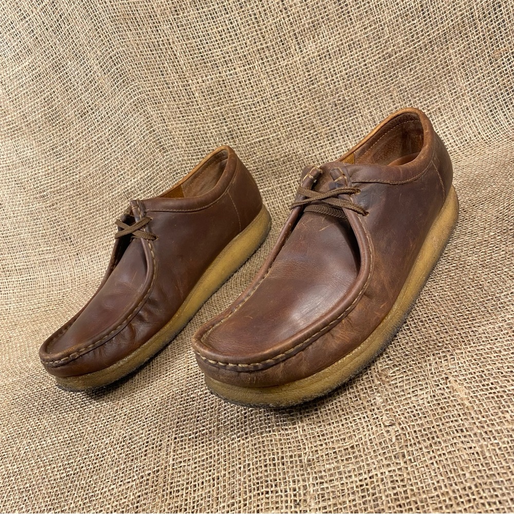Clarks Wallabies Originals Brown Leather Beeswax Chukka Shoes Size 13 M - Picture 1 of 10